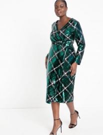 Plaid Sequin Wrap Dress by Eloquii at Eloquii